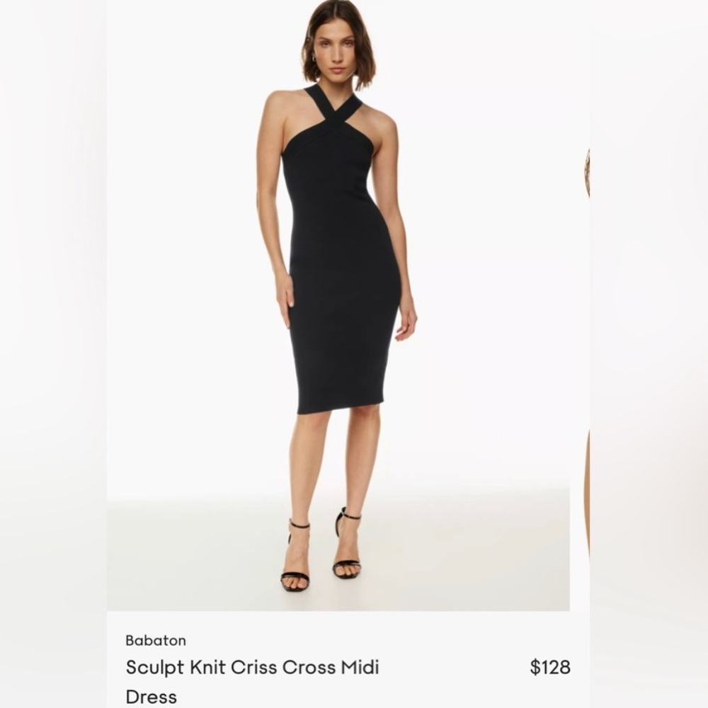Aritzia Babaton Sculpt Knit Criss Cross Dress Black